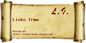 Lisko Irma névjegykártya